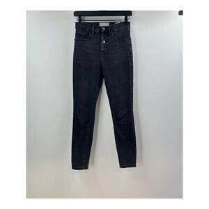 EVERLANE Exposed Button fly High Rise Ankle Black Wash Jean Size 25